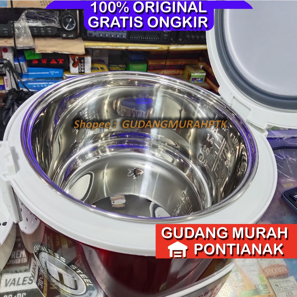 Rice cooker magic com maspion stainless 3in1 1,8L MRJ 1808MS / 1808 MS MMRj1808MS Penanak nasi penghangat sekaligus memasak ricecooker