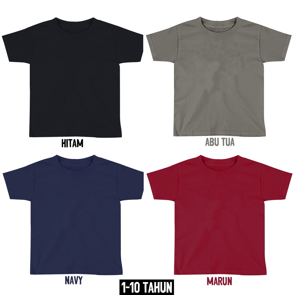 KAOS POLOS ANAK COTTON COMBED 30S 1-10 Tahun - KAOS LENGAN PENDEK LAKI-LAKI PEREMPUAN ROUND BASIC POLOSAN REGULAR UNISEX SIGN CLOTH