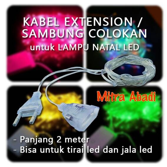 Kabel Extension/Kabel Colokan Sambung for Lampu Natal Panjang 2 Meter