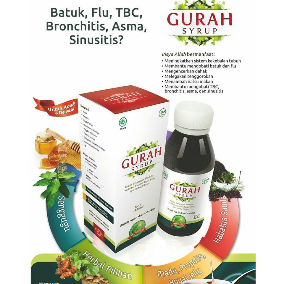 Obat Batuk Berdahak Gurah Sirup Hanifah 125 ml Obat Ngorok Saat Tidur Obat Herbal Anti Ngorok