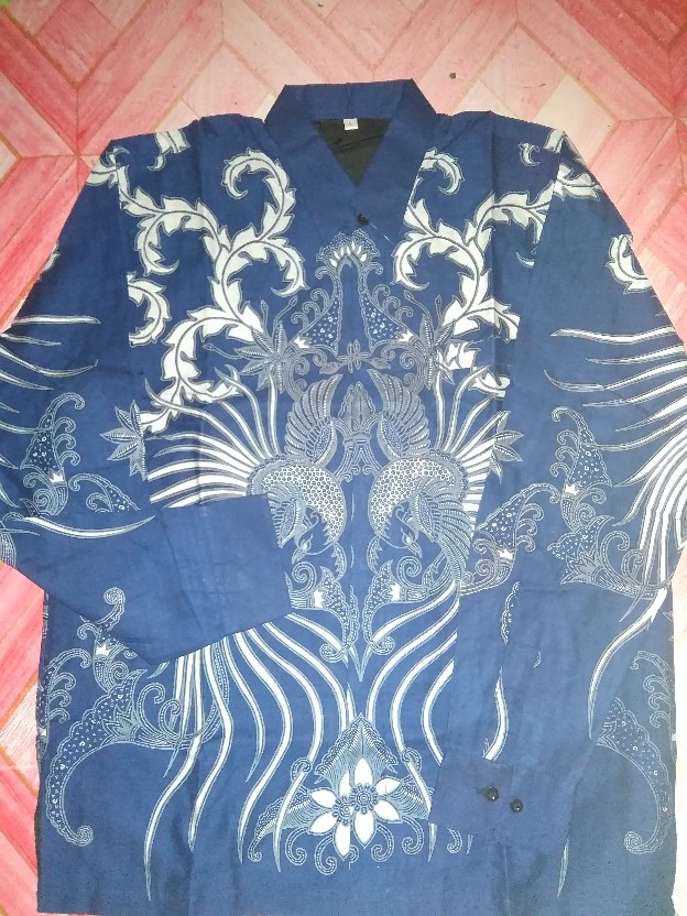 Batik Solo Kemeja Batik Panjang Semira Navy Anjani Batiksoloamanah 135.000