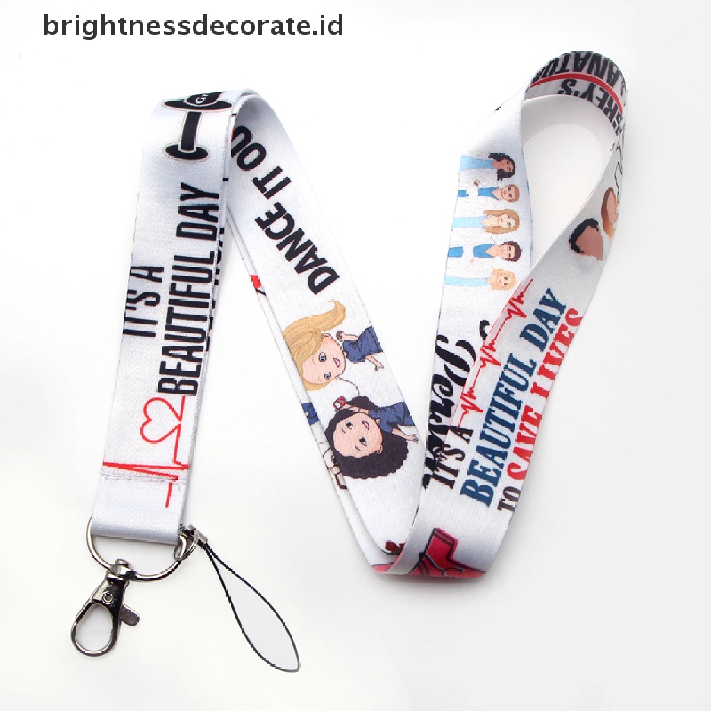 Tali Lanyard Leher Motif Print Dokter / Perawat Untuk Holder Kartu ID / Handphone