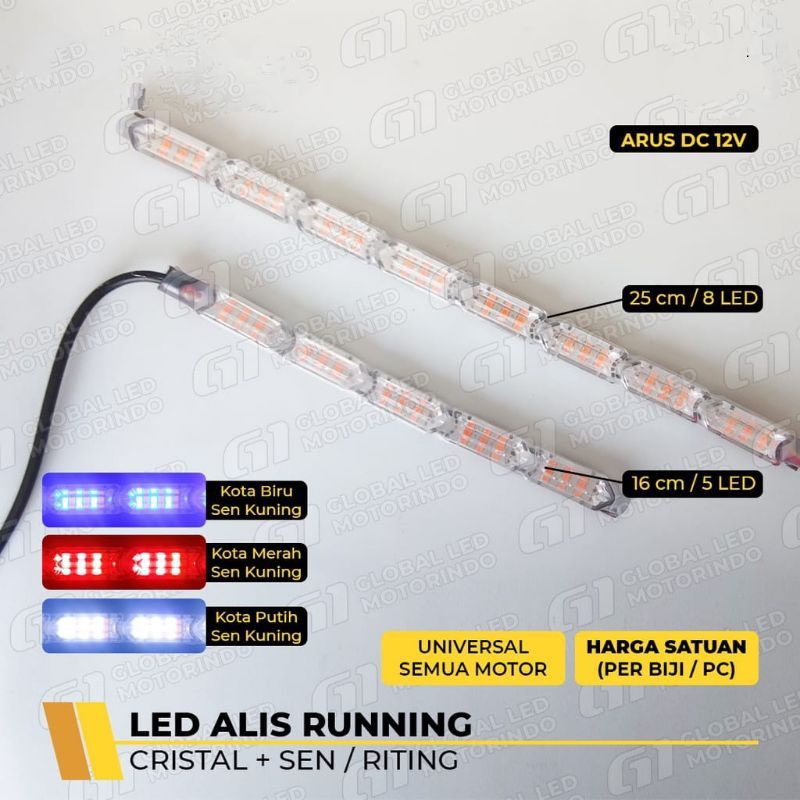Lampu LED DRL Running 2warna 15Cm 30Cm DRL Alis Kristal 15Cm Senja Plus Sen Running 2Warna