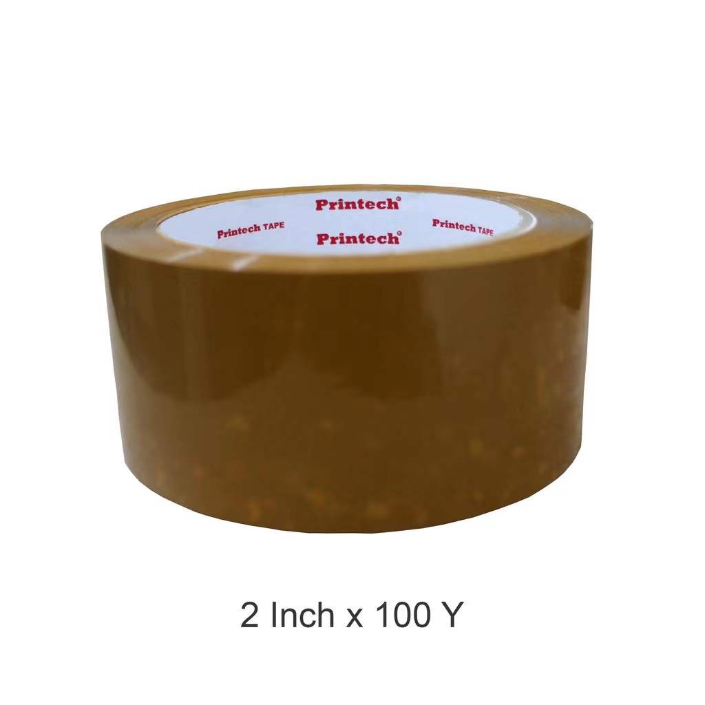 LAKBAN SOLATIP BENING COKLAT PRINTECH TAPE 2INCH 48mm x 100 YARD MURAH