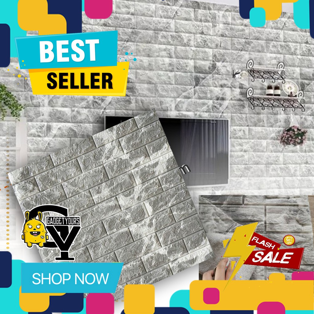 WALLPAPER 3D BRICK FOAM CORAK BATU ALAM WALLPAPER DINDING BATU BATA PUTIH DAN CORAK BATA-3