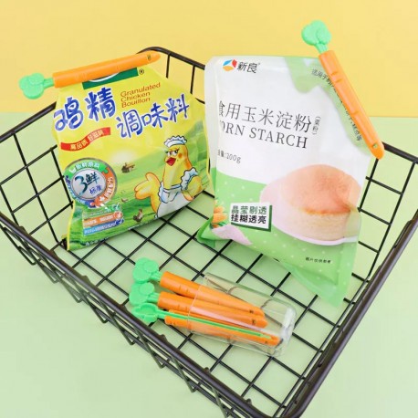 Klip Penyegel Bungkus Makanan 6in1 Bentuk Wortel Penjepit Cemilan Snack Korean Clip Sealer 5pcs Carrot 1 Holder Jepitan Magnet Kulkas Babymaniashop