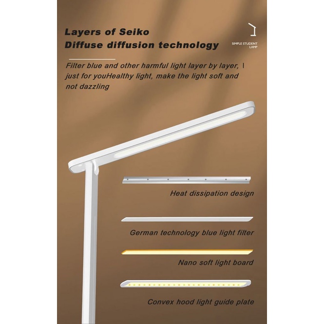 Lampu Meja Led Dimmable Kontrol Sentuh 3 Mode 3 Level Kecerahan Dengan Port Charger Usb