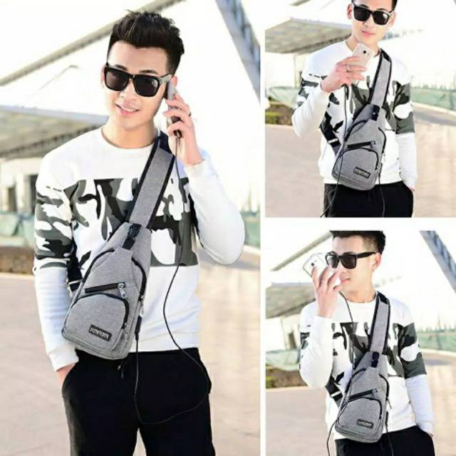 Tas pria tas selempang usb