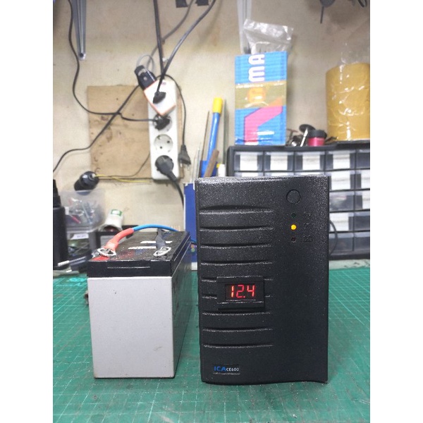 UPS modifikasi modif Non Timer ICA  600VA  body besi modifikasi aki external dan penambahan fan pend