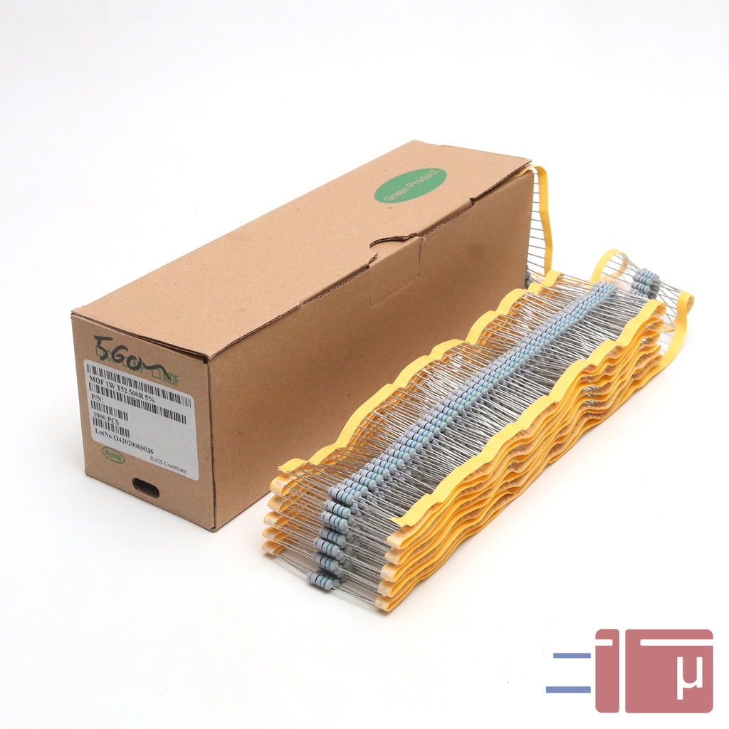 x10 Resistor 560R 560 Ohm 1W Metal Oxide 5% Taiwan Kaki Tembaga