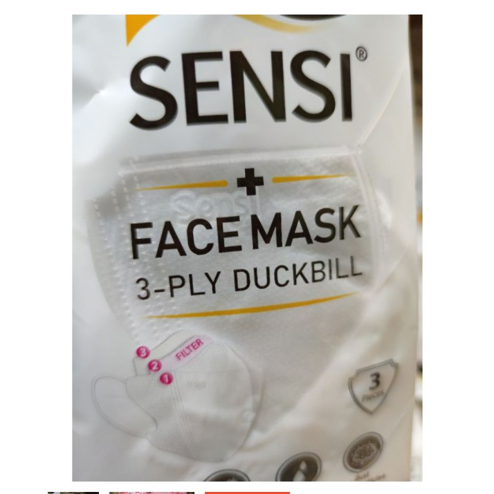 SENSI DUCKBILL SACHET ISI 3S ORIGINAL (ADA EMBOST LOGO SENSI) // MASKER SENSI DUCKBILL MURAH //SENSI