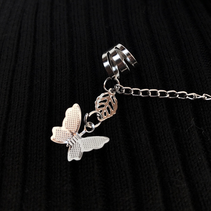 Anting Rantai Butterfly Gaya Hip Hop Punk Untuk Aksesoris Menari