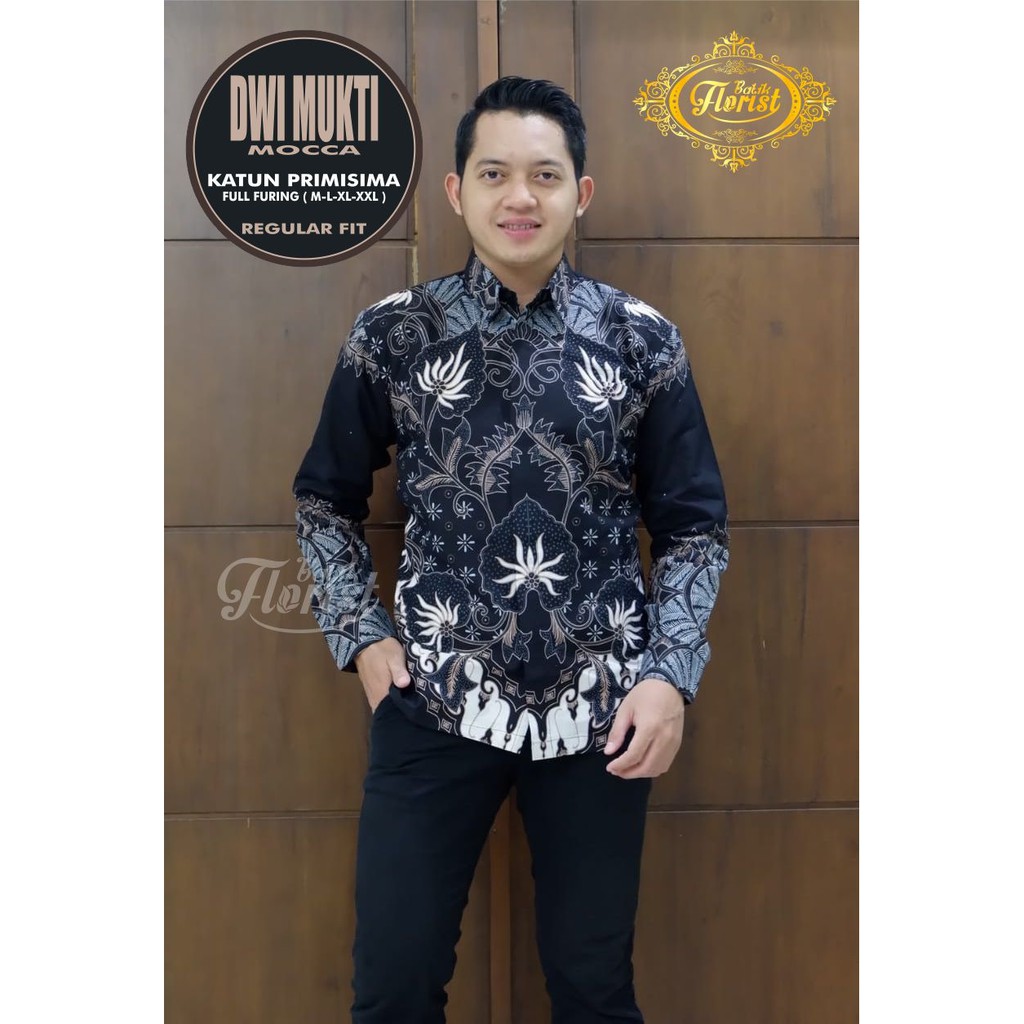 DWI MUKTI MOCCA Kemeja Batik Pria Katun Primisima Full Furing