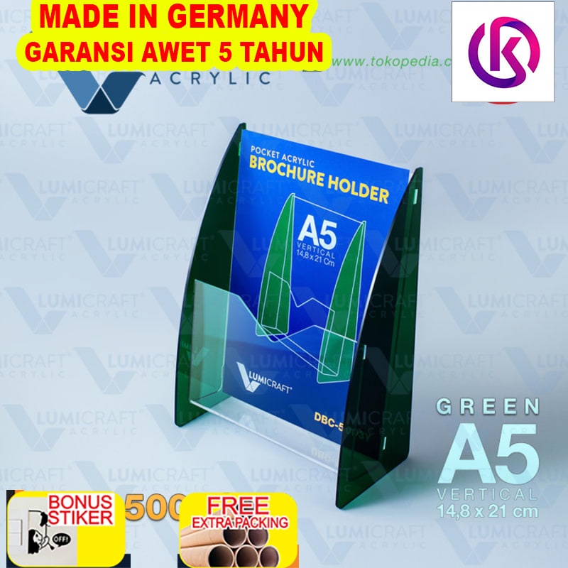 

Terlaris Brochure/Brosur Holder/Stand Acrylic/Akrilik Pocket Green - A5
