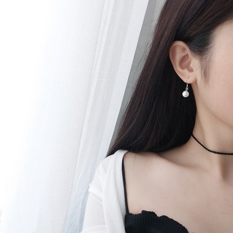 925 anting perak murni untuk wanita perhiasan fashion kait telinga mutiara