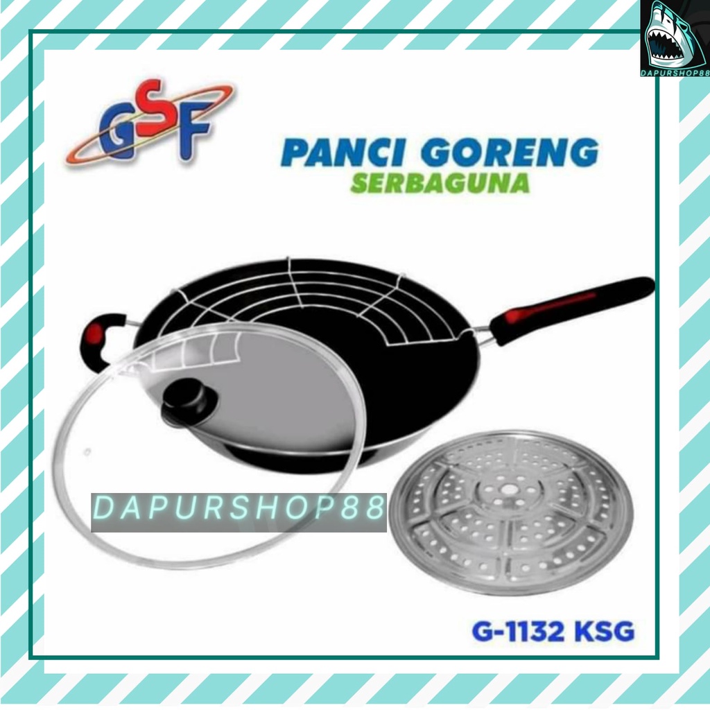 PANCI WAJAN GORENG PENGGORENGAN SERBAGUNA GSF G-1132K / PANCI WAJAN GORENG ANTI LENGKET ENAMEL TUTUP