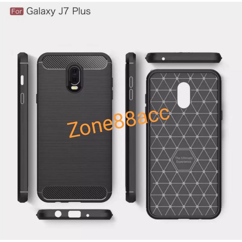 Silicon Case SAMSUNG J7 Plus Softcase iPAKY Carbon Casing Cover TPU