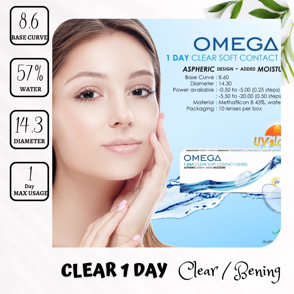 1 DAY CLEAR SOFT CONTACT LENS / SOFTLENS HARIAN / BY OMEGA 5.00 sd 10.00