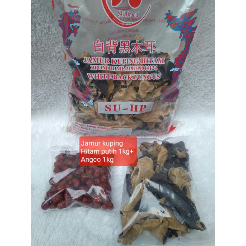 

Jamur Kuping Hitam Putih Su Brand 1kg + Angco 1kg