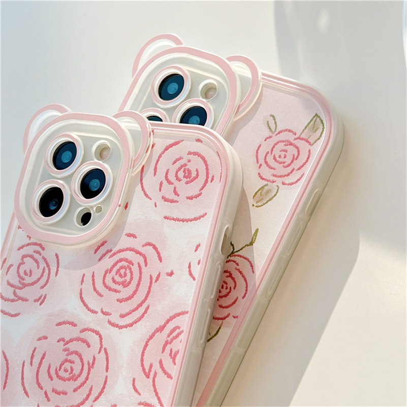 Soft Case Silikon TPU Transparan Motif Bunga Mawar Untuk iPhone 13 12 11 Pro Max X Xr Xs Max SE 2020 8 7 6 6s Plus