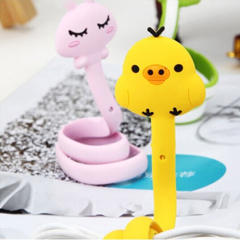 1pc Winder Organizer Kabel Earphone Desain Hewan Lucu