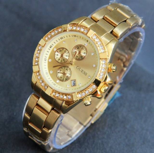 Jam Tangan Wanita Guess Diamond Rantai Chrono Variasi