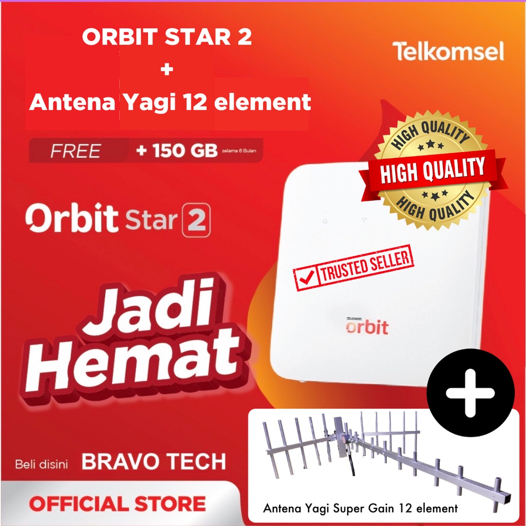 Paket Antena Yagi 12 Element + Home Router Telkomsel Orbit Star 2