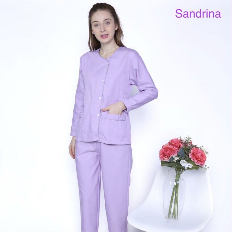 [SANDRINA] Baju seragam suster ( Lengan panjang )/ Seragam baby sitter/ Seragam klinik