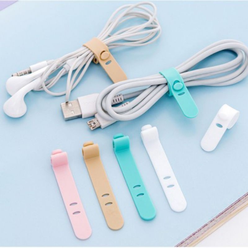 Pengikat Kabel Silikon Tie Strap Wrap Perapih Kabel Charger Earphone Murah