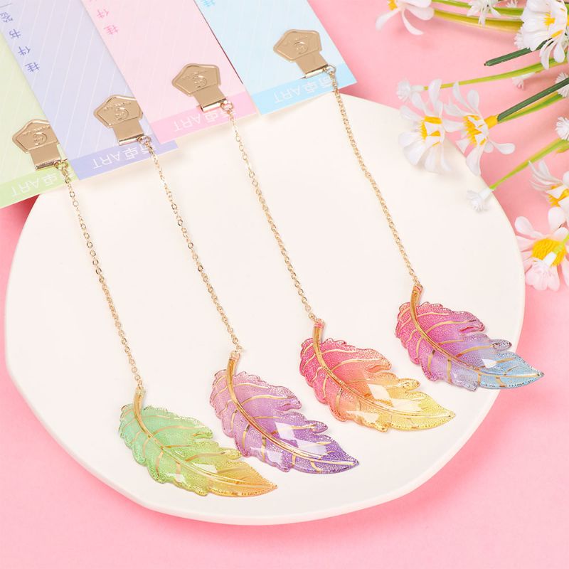 

GOOD QUALITY Pembatas Buku Kado Unik Feather Rantai Gold