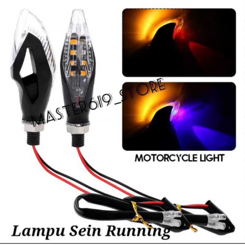 Lampu Sein sen Running motor variasi running 2 warna led byson rxking vixion dtracker crf wr klx dll harga sepasang