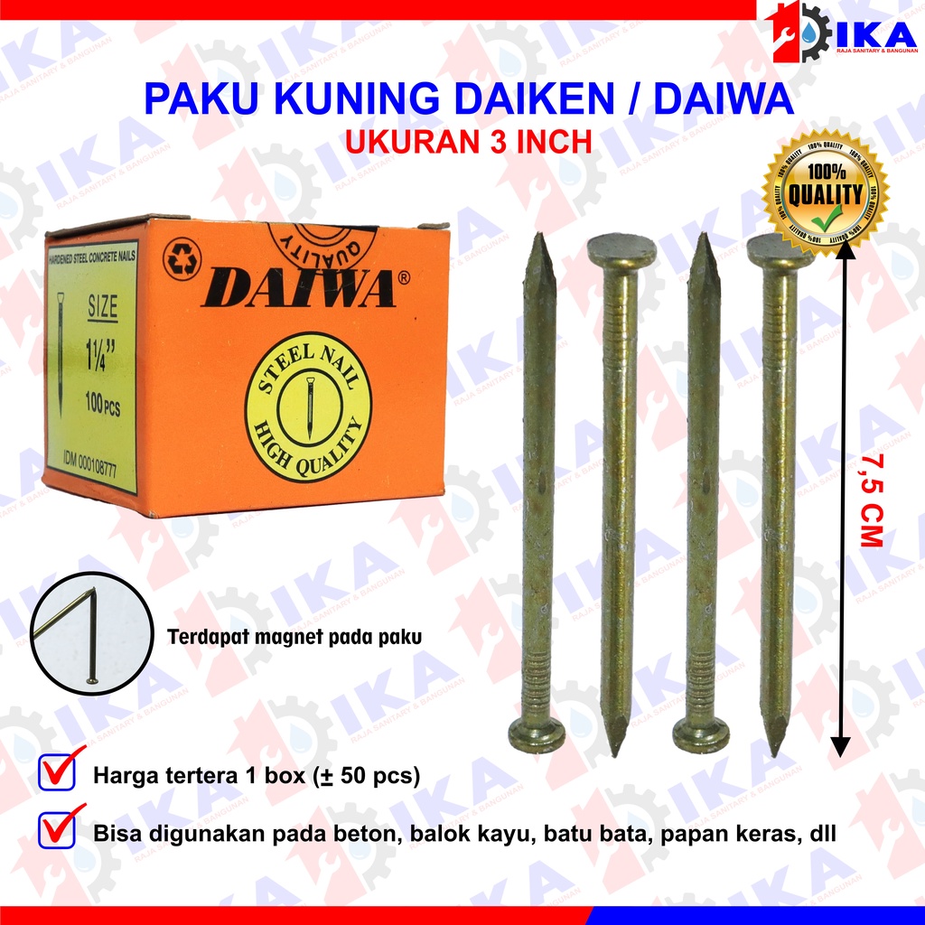 PAKU TEMBOK BETON KUNINGAN DAIWA DAIKEN DINDING BESI SIZE 1 - 11/2 - 11/4 - 2 - 21/2 - 3 - 4 INCH / HARGA 1 KOTAK FULL