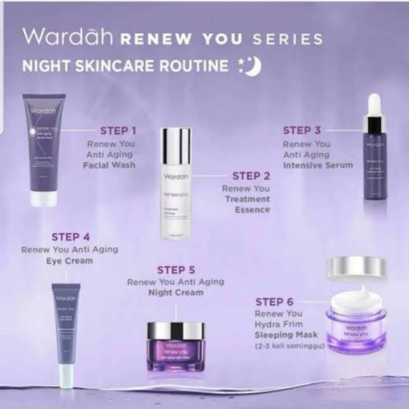 Wardah Renew You Series Anti Aging I Paket Anti Aging Anti Keriput Day Night Cream Facial Wash Serum Kemasan Baru