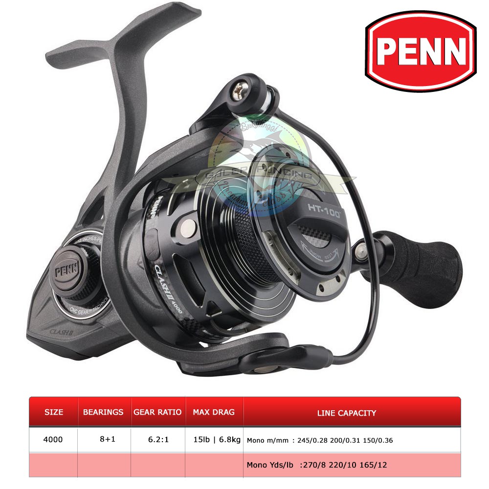 Reel Pancing Penn Clash II 4000 - Screw in Power Handle - 9 Bearings