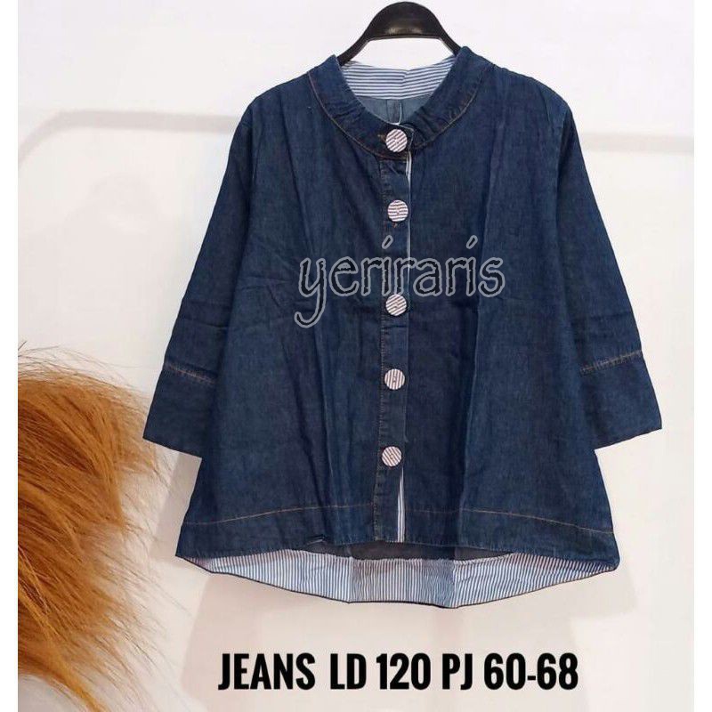 atasan jeans jumbo - atasan jeans wanita terbaru - atasan jumbo - baju wanita - atasan kemeja - atas