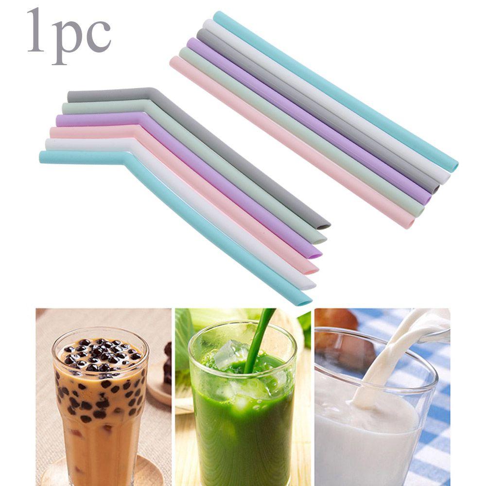 Populer Sedotan Minum Silikon Reusable Filter Candy Color Barware Pipet