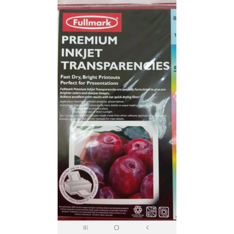 

kertas fullmark transparan 1 lembar