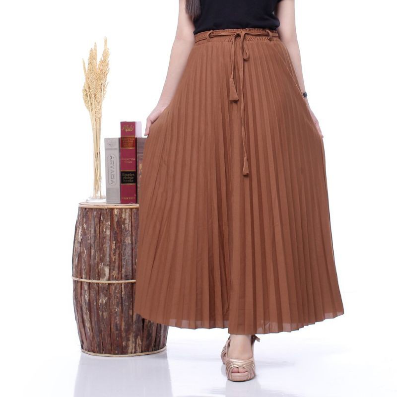 ROK PLISKET TALI LONCENG / FASHION PEREMPUAN / ROK PLISKET TALI PINGGANG / ROK PLISKET PREMIUM/ROKWANITA/PLISKET ROK PEREMPUAN/ROK PLISKET TALI LONCENG