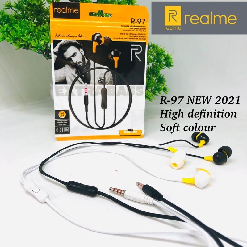 HANDSFREE HEADSET REALME R97 NEW 2021 MUSIC EARPHONE SUARA SUPER BASS PROMO SEN