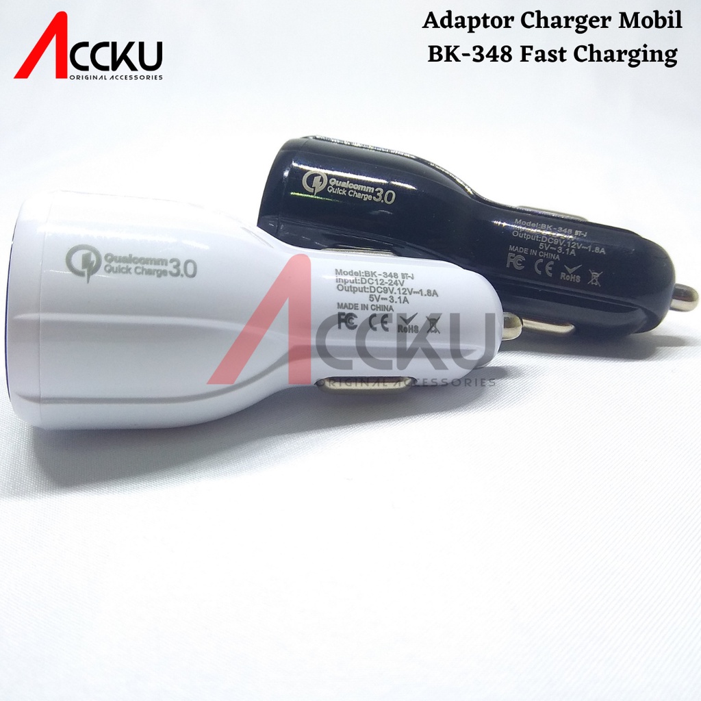 Adaptor Charger Mobil 5v 3.6a Quick Charge Dengan Dua Port Usb BK-348 Charger Mobil