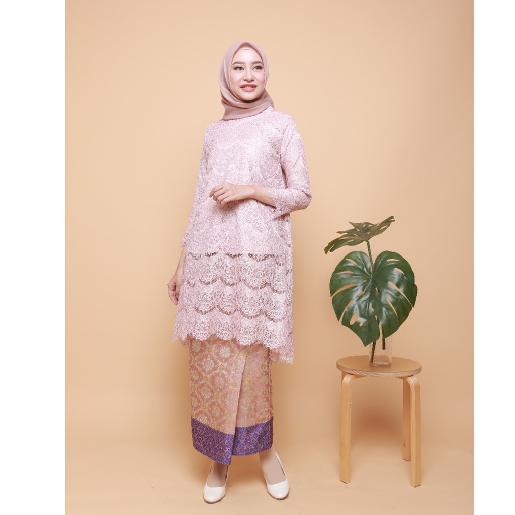 SETELAN KEBAYA TUNIC LINEN/ ROK SONGKET MODERN PESTA ...