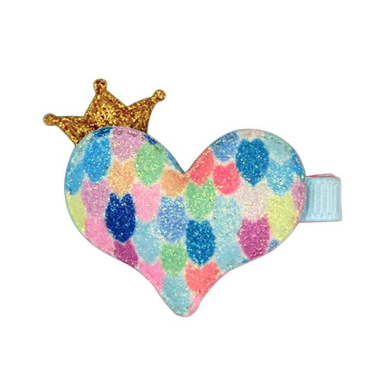 Zzz 1Pc Rainbow Heart Hair Clip Glitter Jepitan Sisik Ikan Crown Princess Barrette