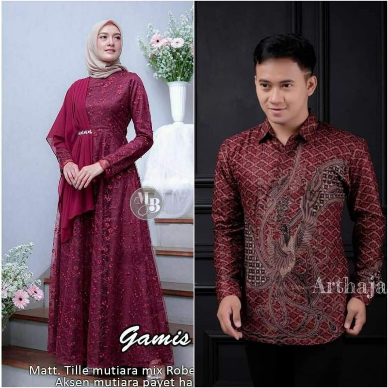 COUPLE KEBAYA GAMIS BRUKAT / KEBAYA BRUKAT MODERN / GAMIS SYAR'I / GAUN PESTA PERNIKAHAN TERBARU