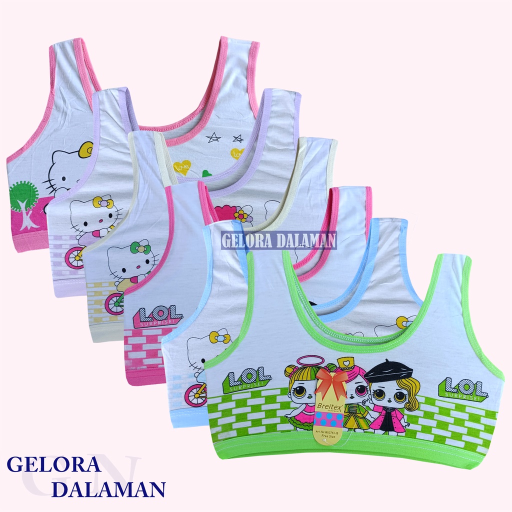 6 Pcs Miniset Anak Perempuan Remaja Pakaian Dalam Motif Gambar Kartun