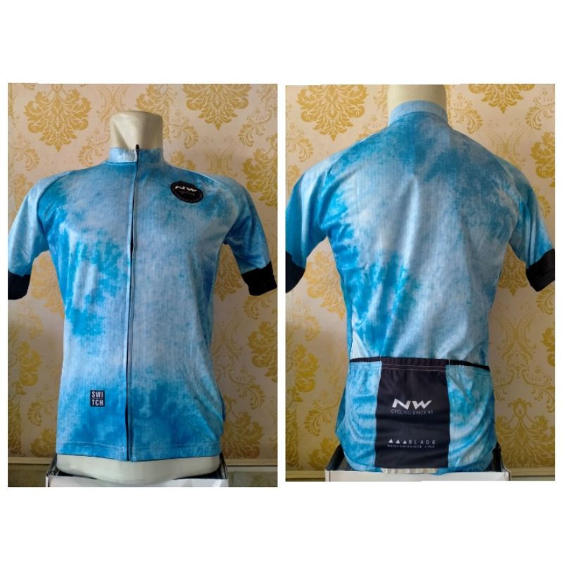 jersey sepeda gowes roadbike import ketat lengan pendek kantong belakang resleting full