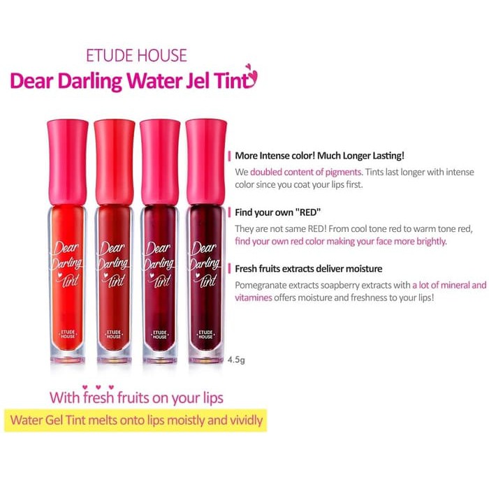 Terbaru Etude Dear Darling Gel Tint #Bk801 Vampire Red Promo
