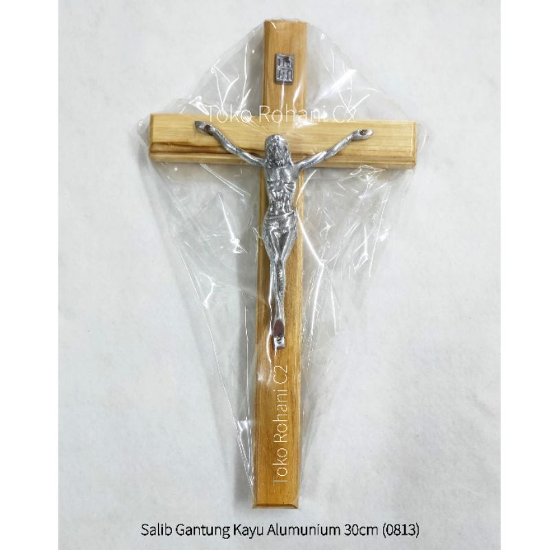 Salib Gantung Kayu Aluminium 30cm (0813) - Salib Gantung - Salib Dinding 30cm