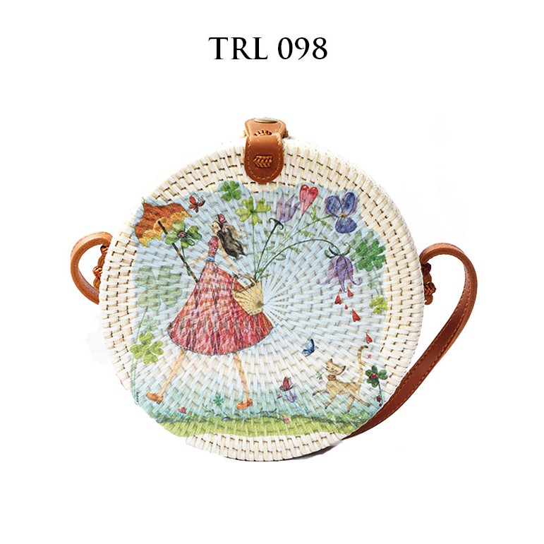 

Grosir Tas Rotan Bulat Murah Bali Lukis Decoupage Motif Peri Dongeng TRL098