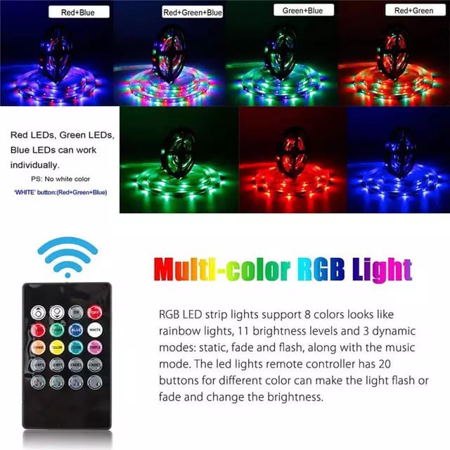 PAKET LAMPU LED STRIP RGB SMD 5050 3528 15M SENSOR SUARA MUSIC 15 METER MUSIK IR CONTROLLER WARNA WARNI 44KEYS BESAR HIAS KAMAR AESTETIC TEMPEL CEWEK COWOK PLAFON