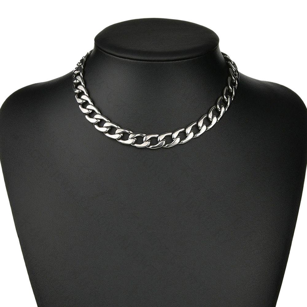 Needway Pria Kalung Kreatif Pria Hip Hop Wanita Klavikula Rantai Stainless Steel Fashion Perhiasan Pasangan Kalung Baja Titanium Kuba Rantai Kalung